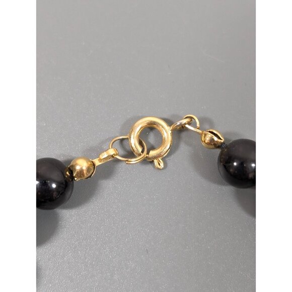 Vintage Black Glass Round 8mm Bead Knotted Bracelet Classic Retro 7 inches - Picture 8 of 11